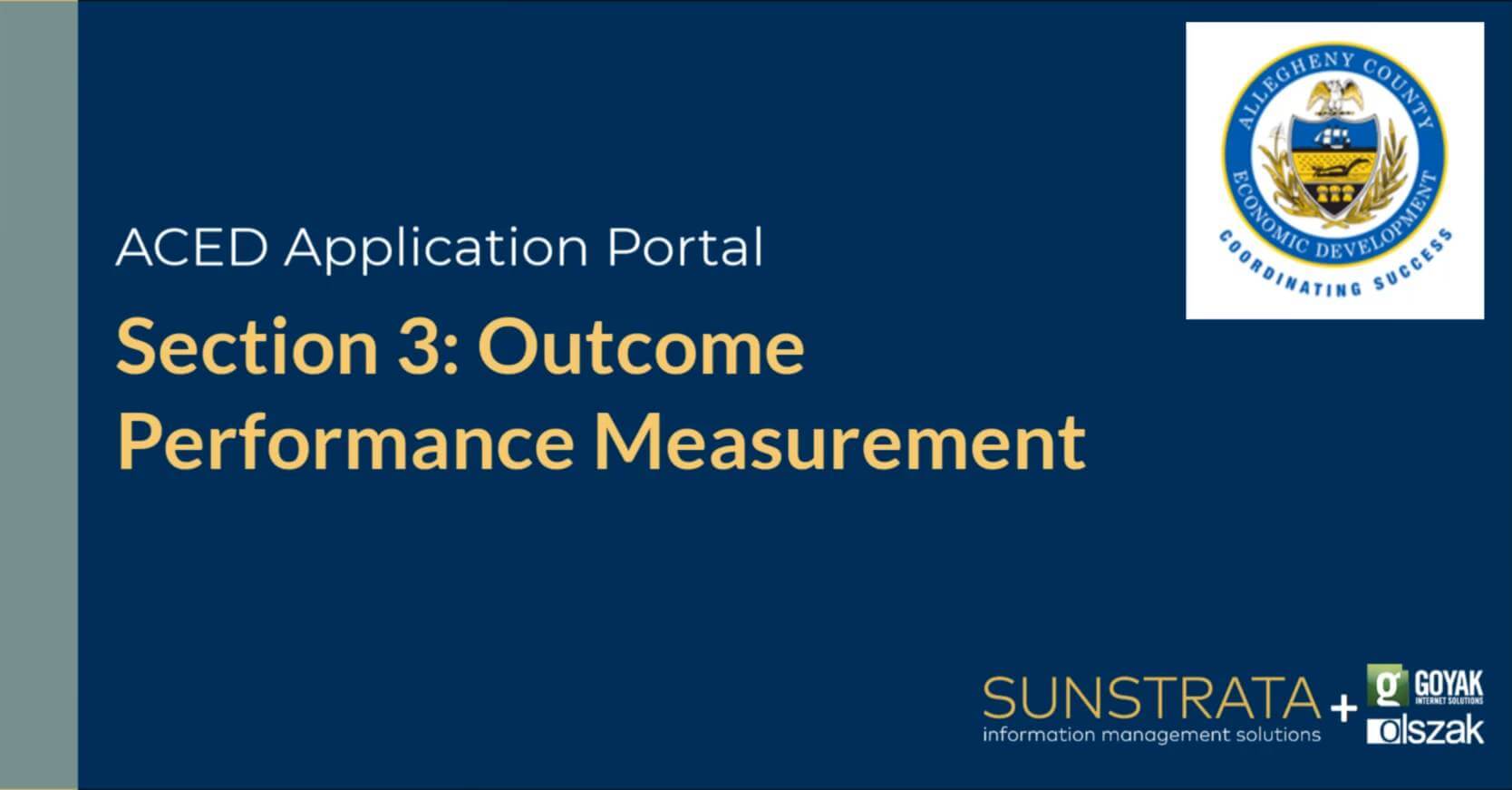 Section 3: Outcome Performance Measurement