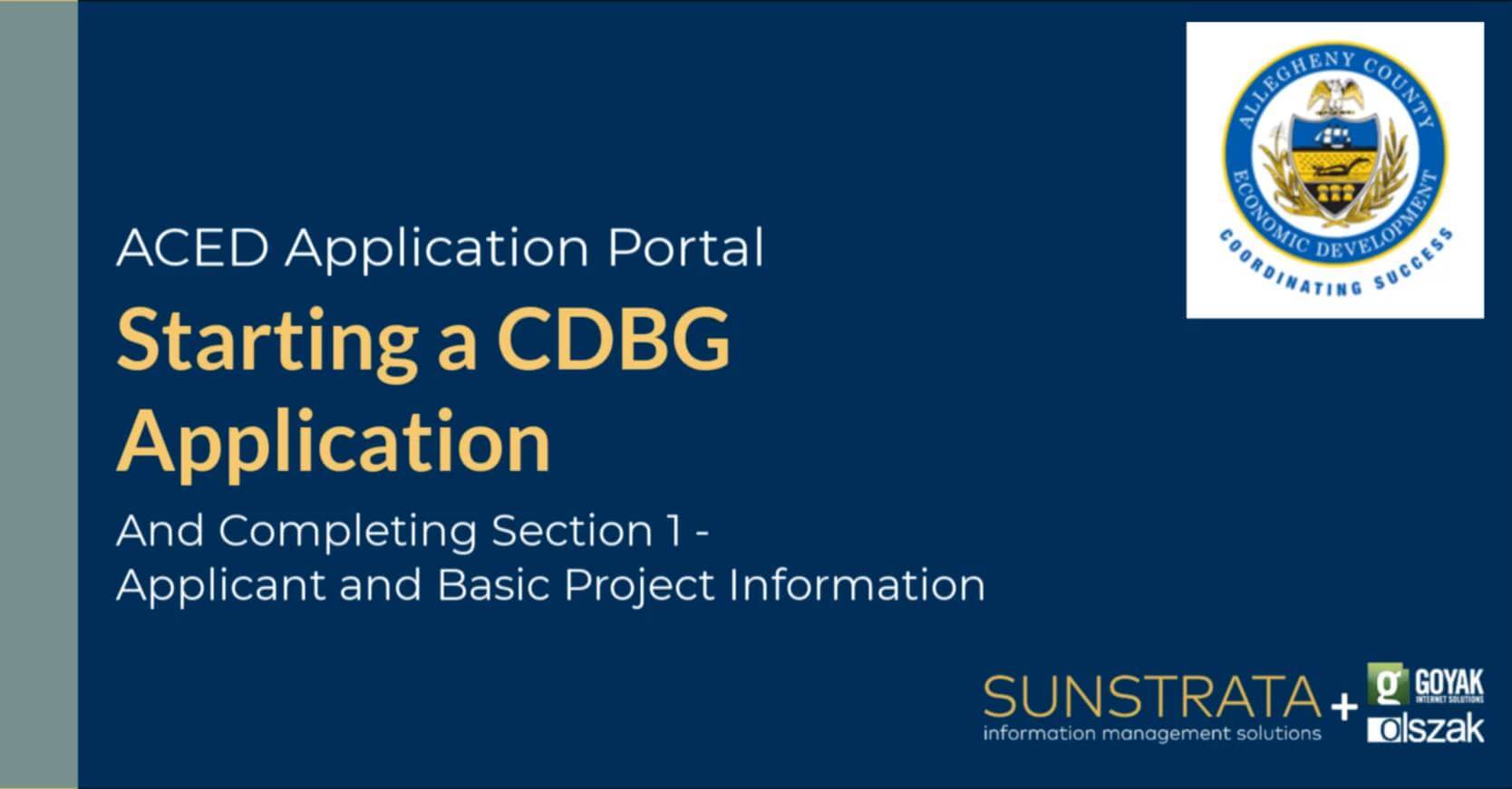 Starting a CDBG Application